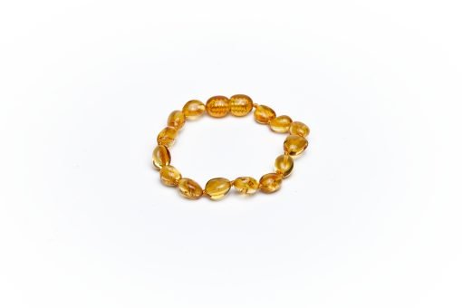 Teething bracelet oval amber beads honey