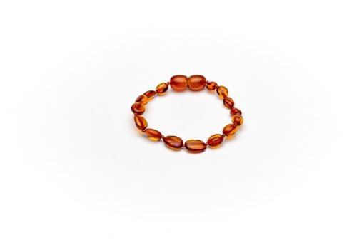 Teething bracelet oval amber beads cognac