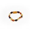 Teething bracelet oval amber beads multicolor