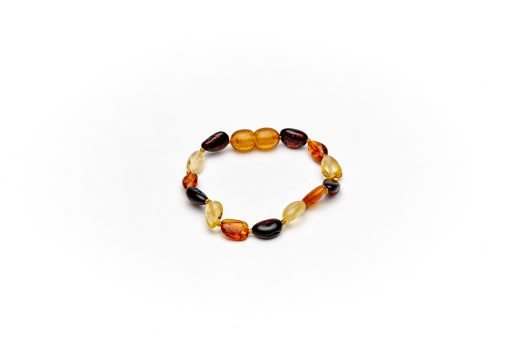 Teething bracelet oval amber beads multicolor