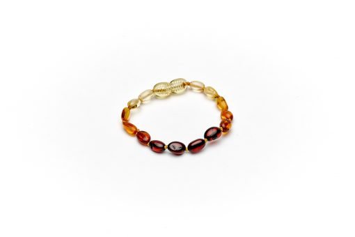 Teething bracelet oval amber beads rainbow