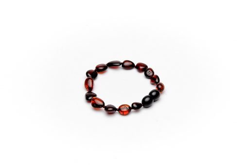 Teething bracelet oval amber beads cherry