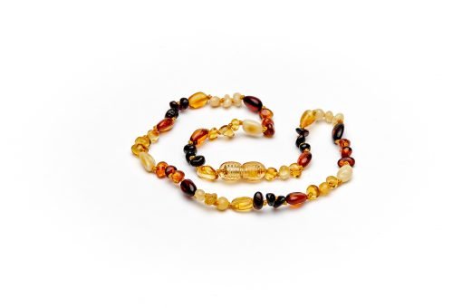 Teething necklace mixed amber beads multicolor