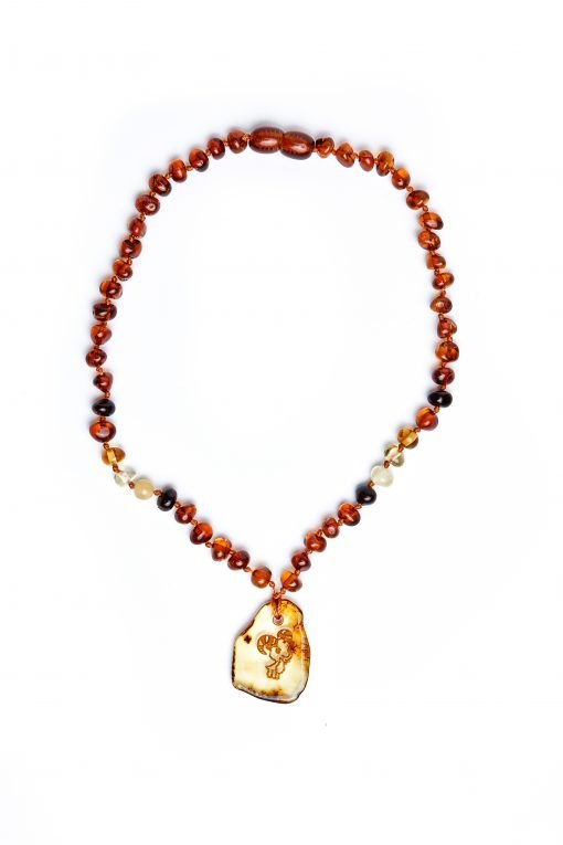 Teething necklace amber pendant capricorn1