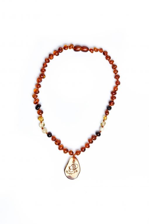 Teething necklace amber pendant aquarius1
