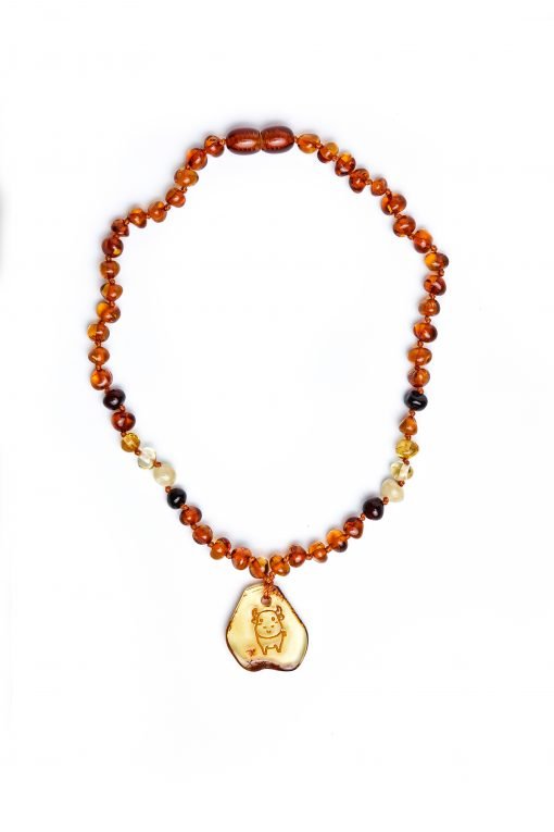 Teething necklace amber pendant taurus1