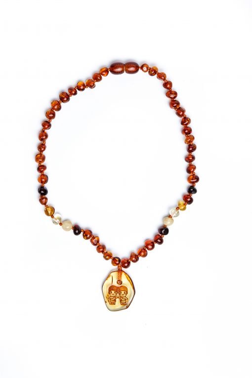 Teething necklace amber pendant gemini1