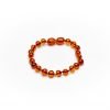 Teething bracelet baroque amber beads cognac