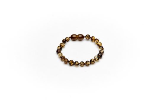 Teething bracelet baroque amber beads green