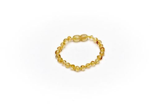 Teething bracelet baroque amber beads lemon
