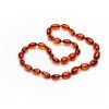 Teething necklace oval amber beads cognac