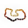 Teething necklace oval amber beads rainbow