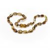 Teething necklace oval amber beads green