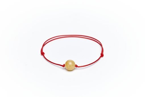 Amber bracelet red string milky