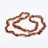 Amber necklace oval amber beads cognac