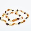 Amber necklace oval amber beads multicolor