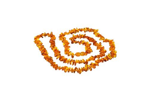 Amber necklace chips 90 cm cognac