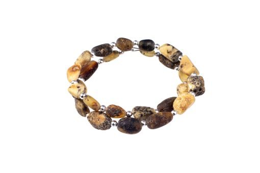 Amber bracelet oval amber beads raw green