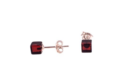 Amber earrings square cherry
