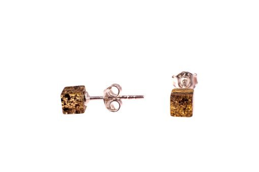 Amber earrings square green
