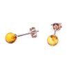Amber earrings round honey