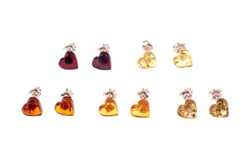Amber earrings heart