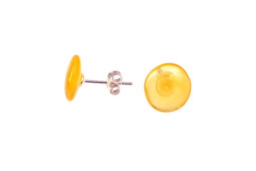 Amber earrings disk lemon