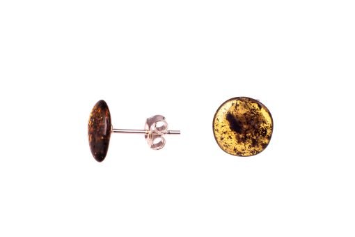 Amber earrings disk green