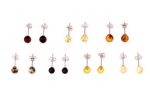 Amber earrings round