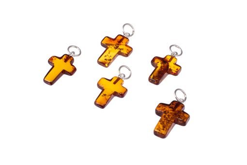 Amber pendant cross cognac
