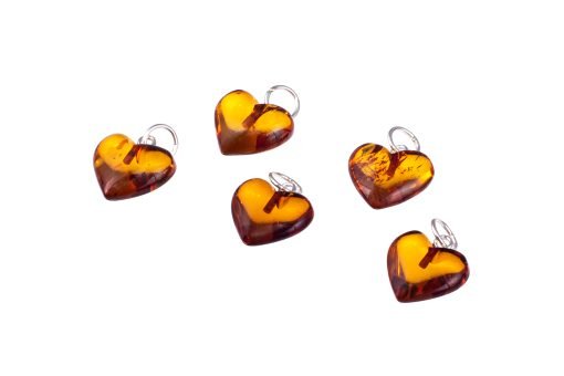 Amber pendant heart cognac