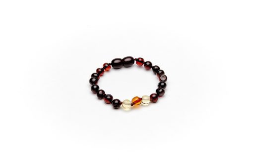 Teething bracelet baroque amber beads cherry lemon cognac