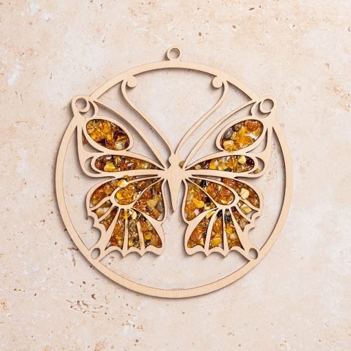 Magnetic amber vitrage souvenir / butterfly