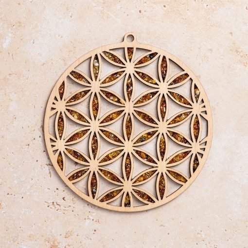 Magnetic amber vitrage souvenir / flower of life
