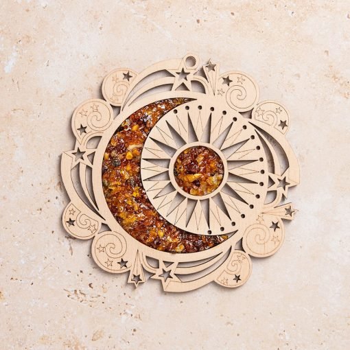 Magnetic amber vitrage souvenir / sun and moon