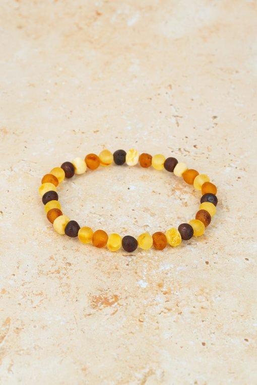 Amber bracelet baroque amber beads raw multicolor