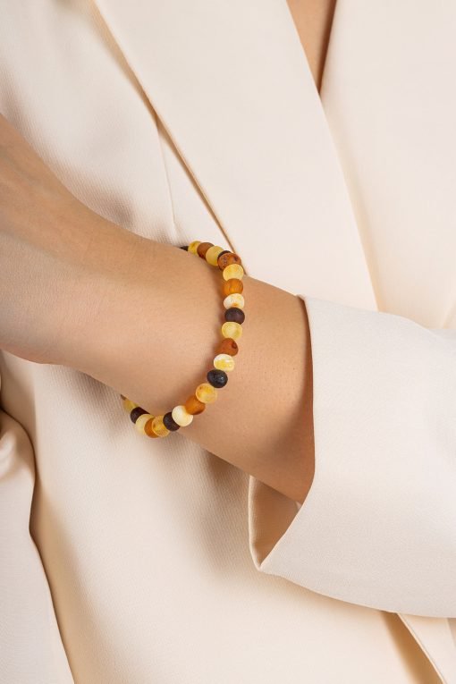 Amber bracelet baroque amber beads raw multicolor 1