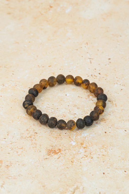 Amber bracelet baroque amber beads raw green