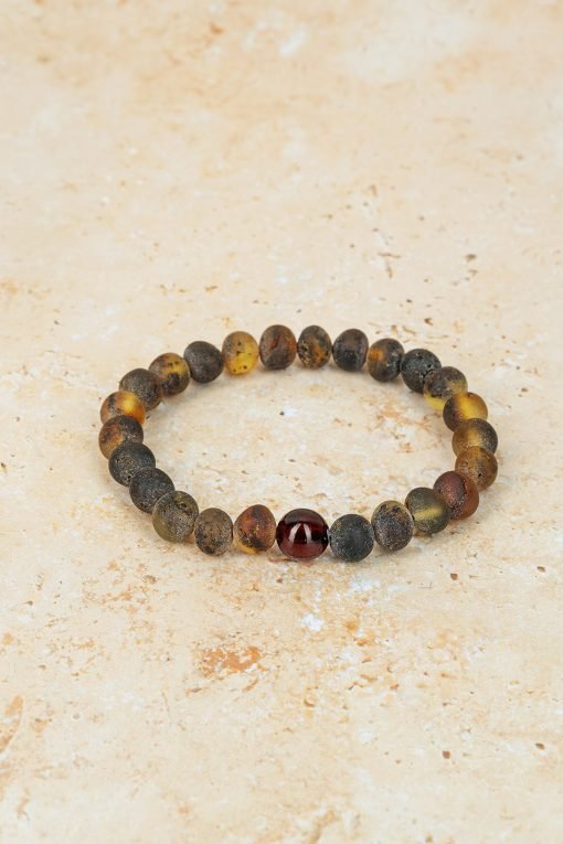 Amber bracelet baroque amber beads raw green cherry