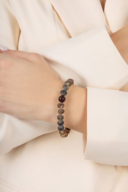 Amber bracelet baroque amber beads raw green cherry 3