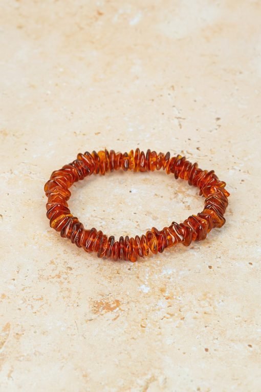 Amber bracelet chips amber beads cognac
