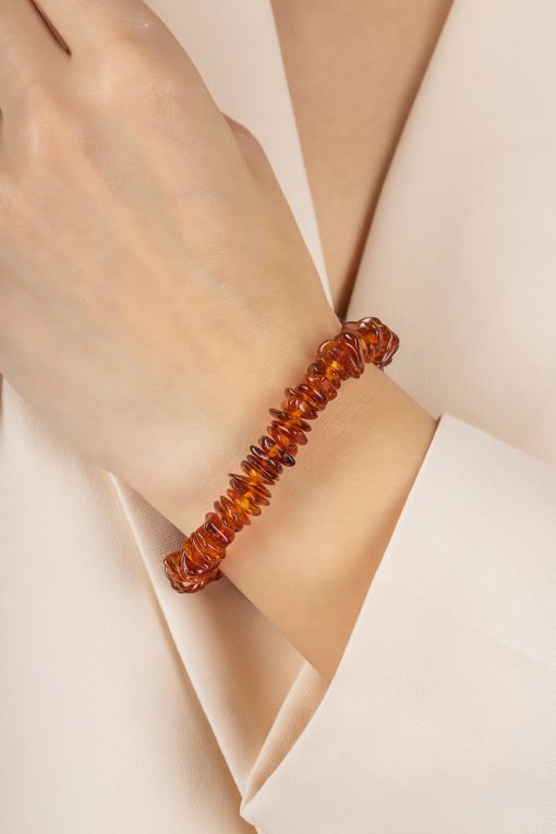 Amber bracelet chips amber beads cognac 1