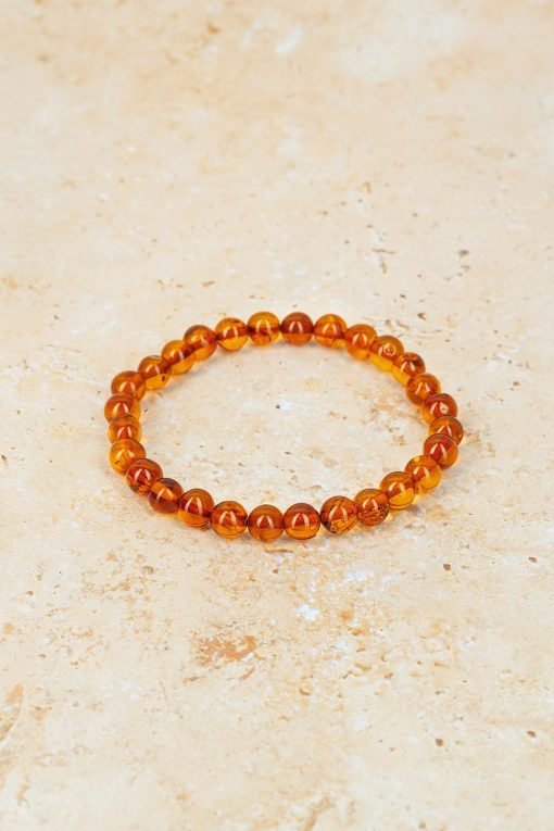 Amber bracelet baroque amber beads cognac