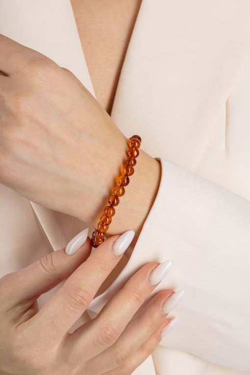 Amber bracelet baroque amber beads cognac 1