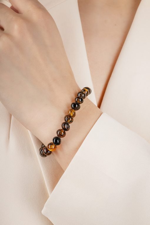 Amber bracelet baroque amber beads green 3