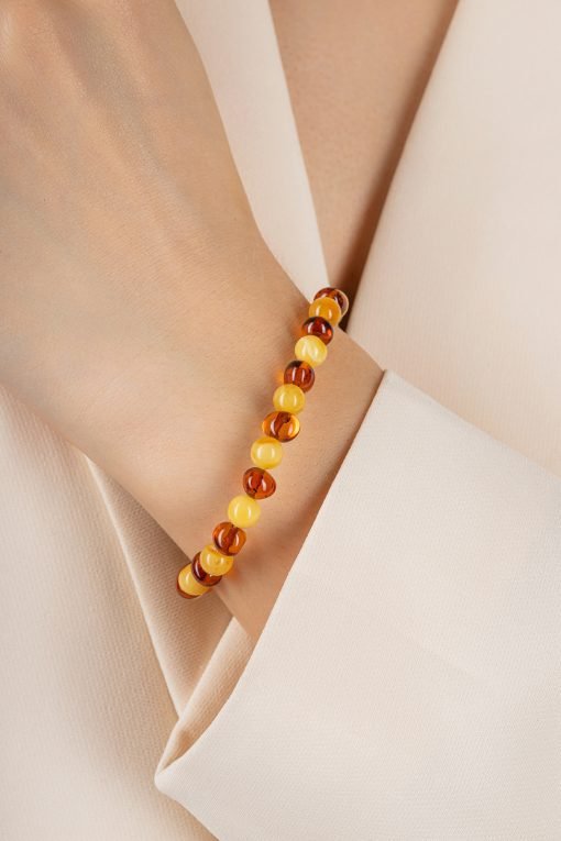 Amber bracelet baroque amber beads cognac milk 2