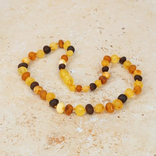 Teething necklace baroque amber beads raw multicolor 1