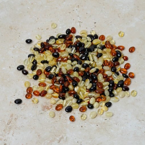 Amber beads oval multicolor