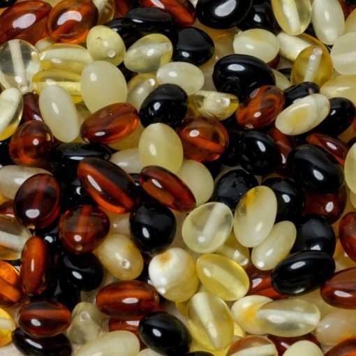 Amber beads oval multicolor 1