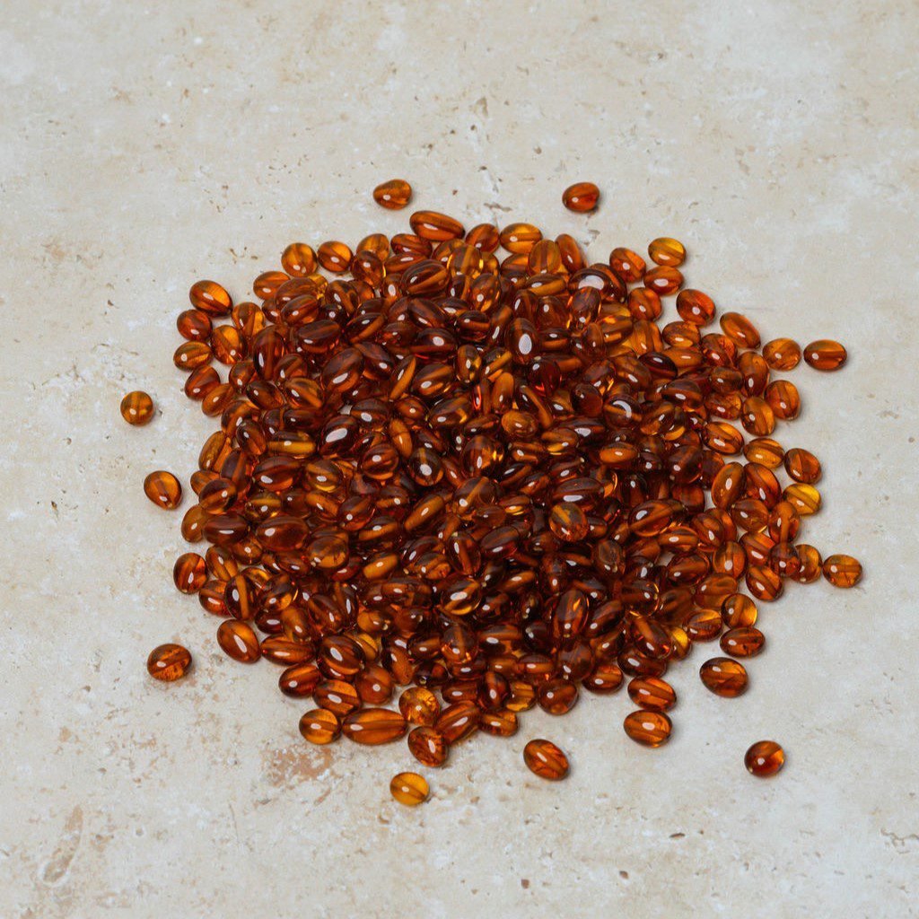 Amber beads oval light cognac
